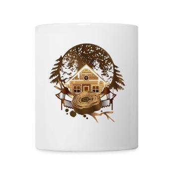 cozy lumberjack hut in the wintry forest - Mug - white - Front