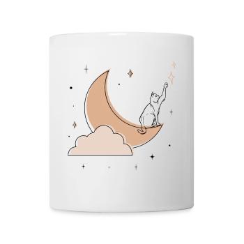 Chat dans la lune - T-Shirt Amoureux des Chats - Mug blanc - blanc - Devant