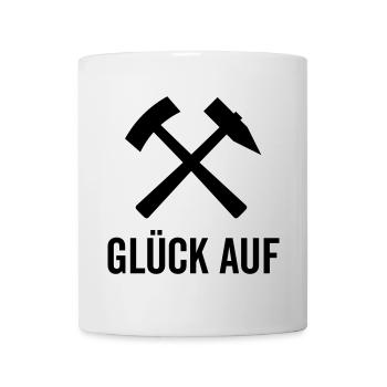 Glück Auf Bergmannszeichen Schlägel Eisen Pott Aue - Tasse - Weiß - Vorne
