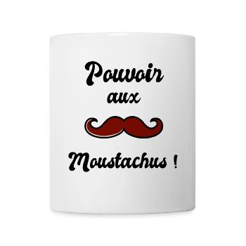 Pouvoir aux moustachus moustache brune - Mug blanc - blanc - Devant
