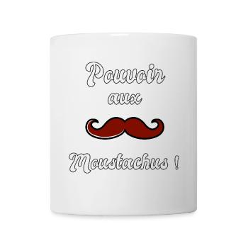 Pouvoir aux moustachus moustache brune - Mug blanc - blanc - Devant