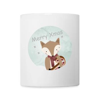 goldiger Fuchs für Weihnachten mit Zuckerstange - Tasse - Weiß - Vorne
