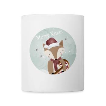 goldiger Fuchs für Weihnachten mit Zuckerstange - Tasse - Weiß - Vorne