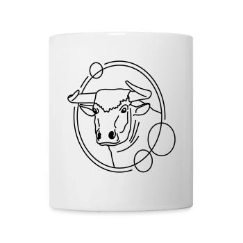 Taureau en forme géométrique - Conception d’art au trait - Mug blanc - blanc - Devant