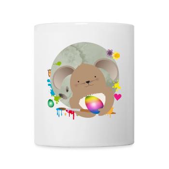 niedlicher Osterhase beim Ostereier bemalen - Tasse - Weiß - Vorne