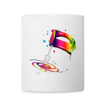 Hand mixer in bright rainbow colours - Mug - white - Front