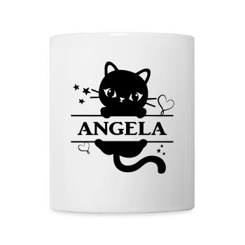 Name T-Shirt Angela T-Shirt Katze Geschenkidee - Tasse - Weiß - Vorne