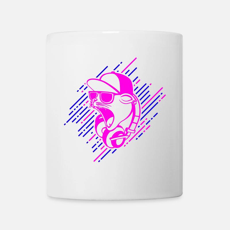Chat cool avec des écouteurs - Mug blanc - blanc