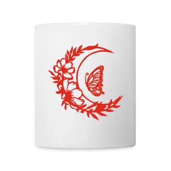 Fleurs de lune (rouge) - Mug blanc - blanc - Devant