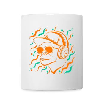 Singe cool avec des écouteurs - Mug blanc - blanc - Devant