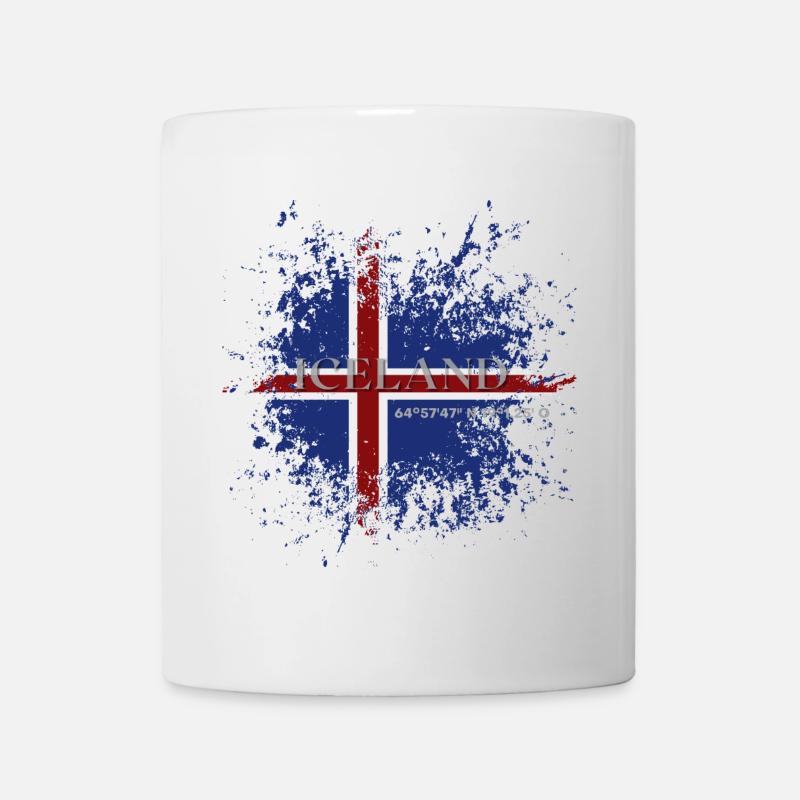 Drapeau de l’Islande grunge, fierté islandaise - Mug blanc - blanc