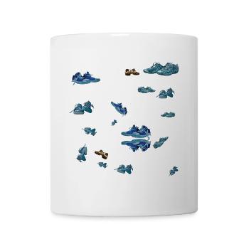Blauer Sneaker Streu Muster  - Tasse - Weiß - Vorne