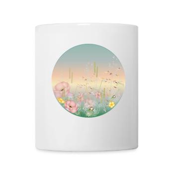 delicately blooming meadow in pastel colors in spring - Mug - white - Front