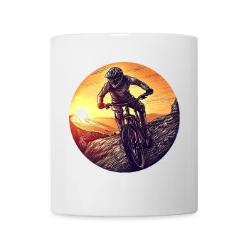 mtb mountain bike downhill sunset - Tasse - Weiß - Vorne