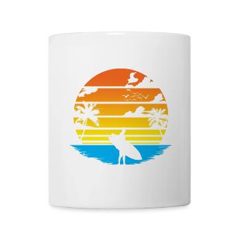 Surfer Sunset and Palm Trees - Mug - white - Front