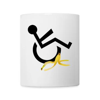 Wheelchair user slips on banana humor # - Mug - white - Front