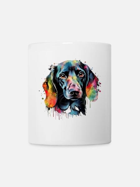 Dackel Hund Teckel Watercolor Art Hundekopf - Tasse - Weiß