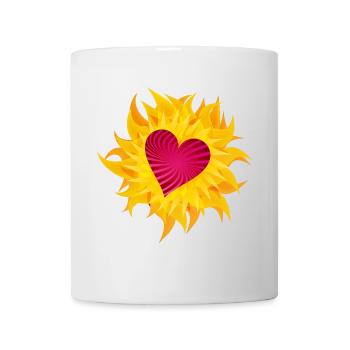 flammende Sonnenblume mit ganz viel Herz - Tasse - Weiß - Vorne
