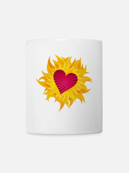flammende Sonnenblume mit ganz viel Herz - Tasse - Weiß
