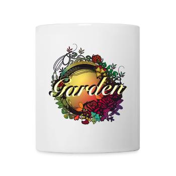 jardin coloré en optique de fenêtre en verre Art Nouveau - Mug blanc - blanc - Devant