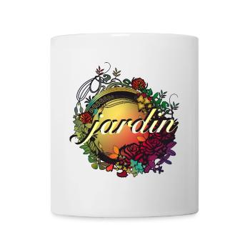 bunter Garten in Jugendstil Glasfenster Optik - Tasse - Weiß - Vorne