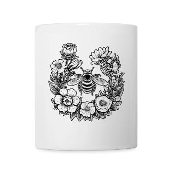 couronne de fleurs apiculteur apiculteur prairie abeilles fleurs fleurs - Mug blanc - blanc - Devant