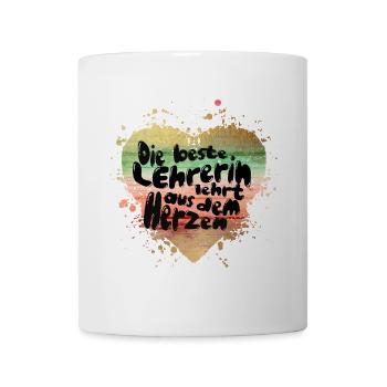 Lehrerin vom Herzen – Herzfarben Design - Tasse - Weiß - Vorne