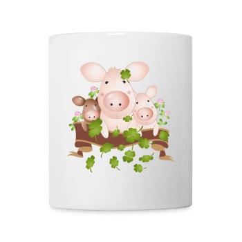 three lucky pigs with four-leaf clovers - Mug - white - Front