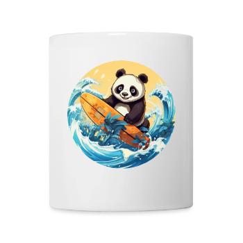 Surfing panda at sunset - Mug - white - Front