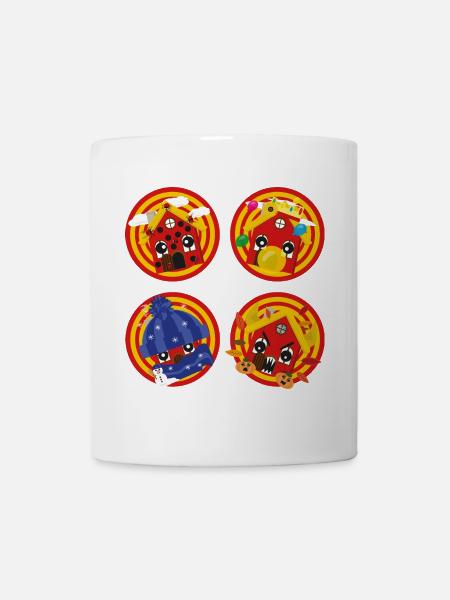 Häuschens Jahreszeiten-Party - Tasse - Weiß