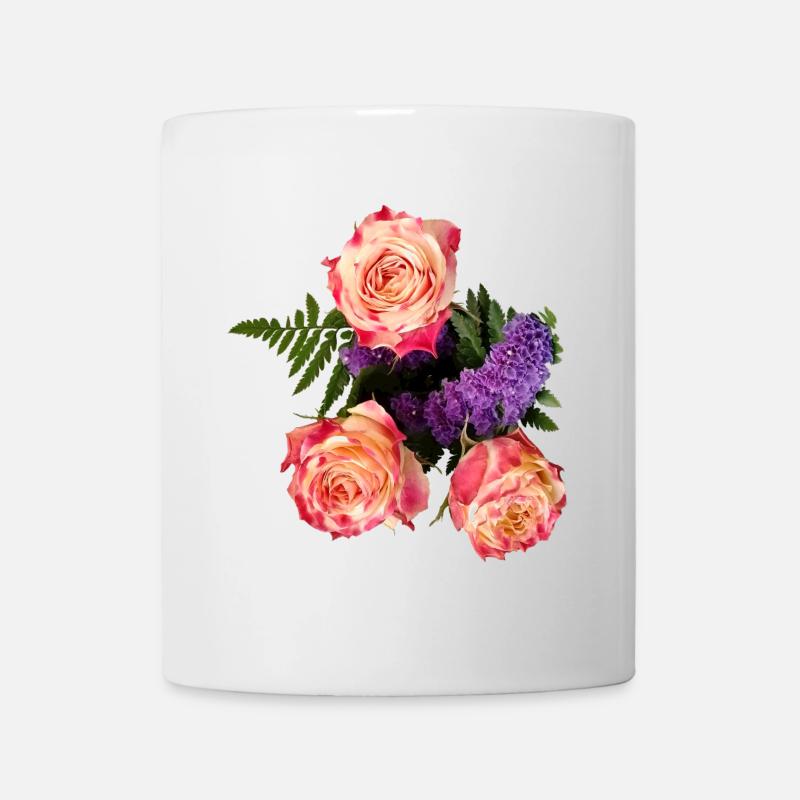 Bouquet de roses à la lueur lavande - Mug blanc - blanc