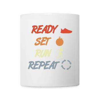 Achtung Fertig Laufen Wiederholen - Tasse - Weiß - Vorne