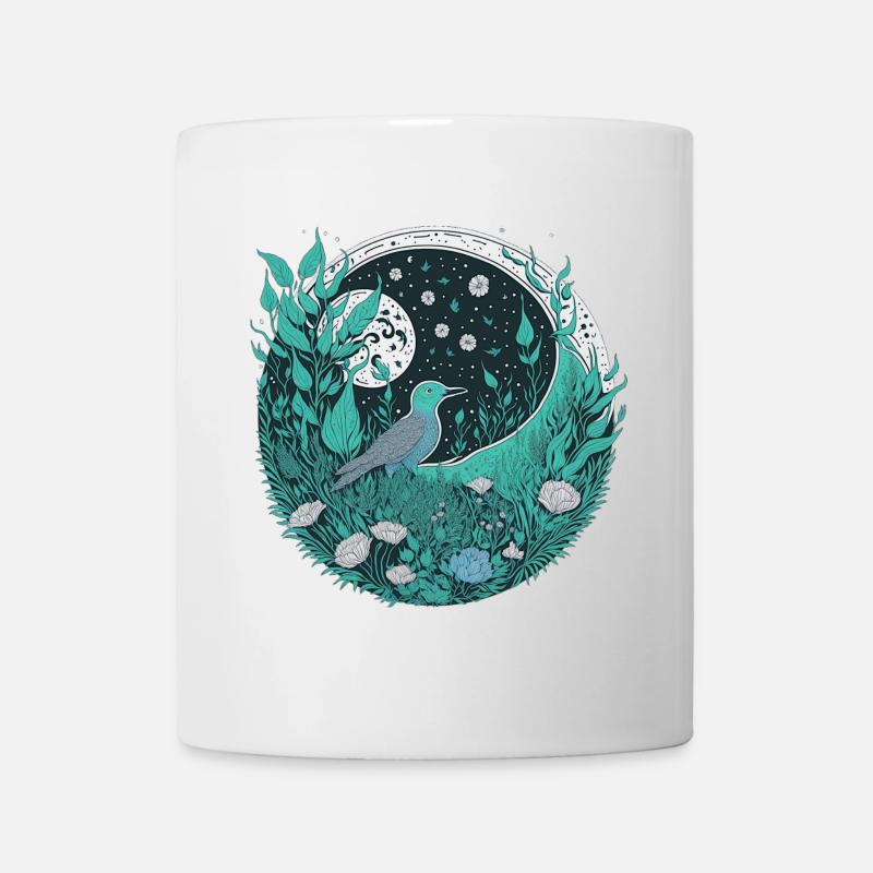 Vogel mit Mond - Tasse - Weiß