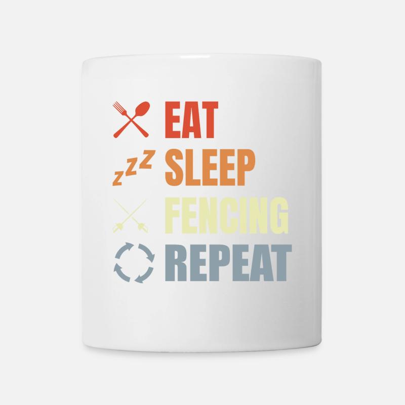 Manger Sommeil Escrime Répéter - Mug blanc - blanc