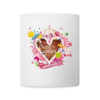 Cœur en pain d’épices avec souhaits de glaçage et couronne - Mug blanc - blanc - Devant