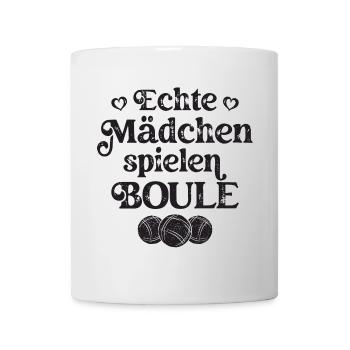 Echte Mädchen spielen Boule Bouler Boccia Spiel - Tasse - Weiß - Vorne