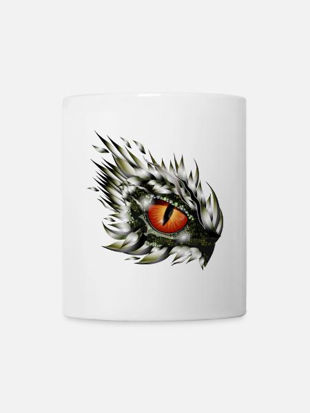 magisches Auge eines Drachen im Tattoo Stil - Tasse - Weiß