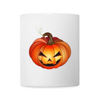 orange funny halloween pumpkin face - Mug - white - Front