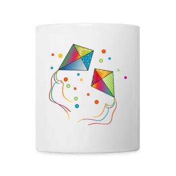 bunte Drachen fliegen mit bunten Bänder im Herbst - Tasse - Weiß - Vorne