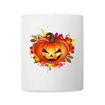 Halloween pumpkin with autumnal graffiti - Mug - white - Front