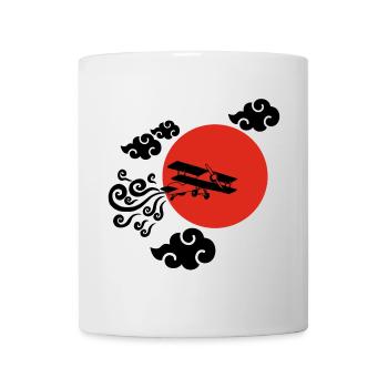 Black Airplane and Red Sun - Mug - white - Front