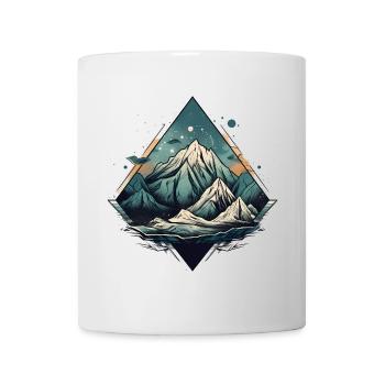 Gebirgslandschaft mit Sternenhimmel - Tasse - Weiß - Vorne