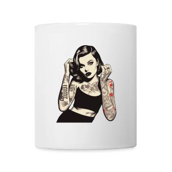 Conception audacieuse de portrait de femme encrée - Mug blanc - blanc - Devant