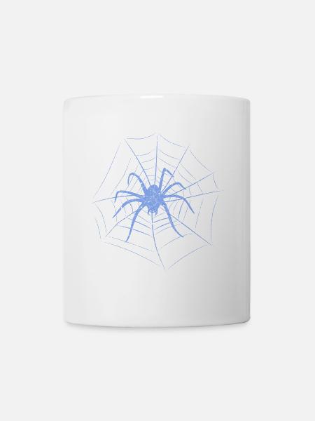 Spinne im Spinnennetz für Halloween - Tasse - Weiß