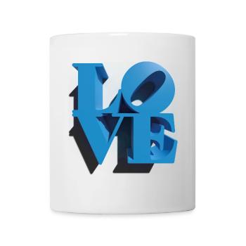 LIEBE 3D Cyan - Tasse - Weiß - Vorne