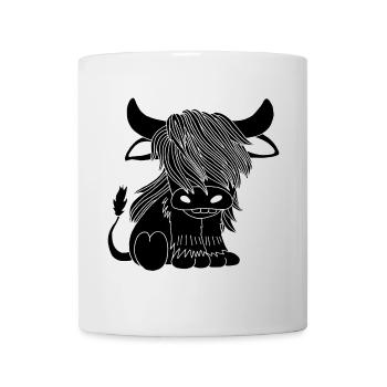 Black long-haired cow - Mug - white - Front
