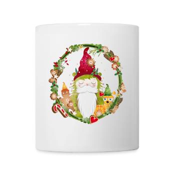 kleine Wichtel Monster im weihnachtlichen Rahmen - Tasse - Weiß - Vorne
