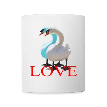 Swan Duo with Heart Shape - Mug - white - Front