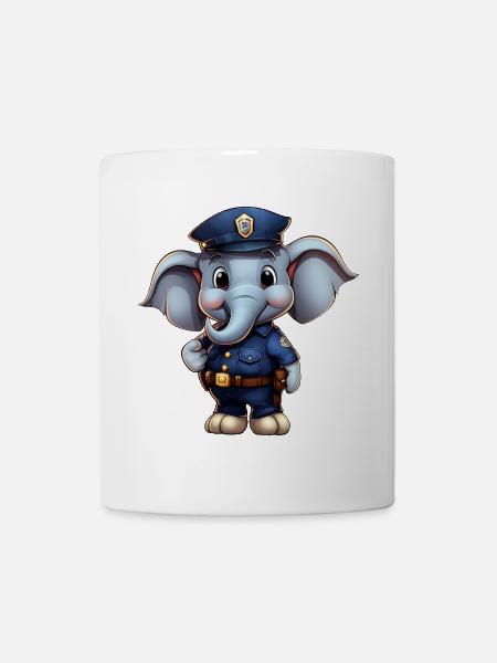 Elefanten Polizistin - Tasse - Weiß