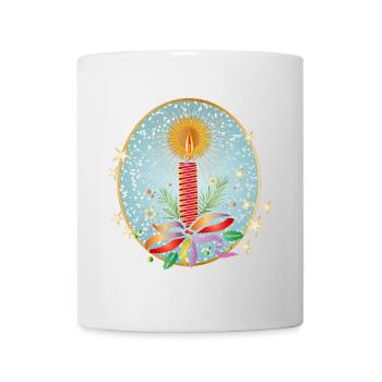 Bougie de Noël rouge pour Noël dans le cadre - Mug blanc - blanc - Devant